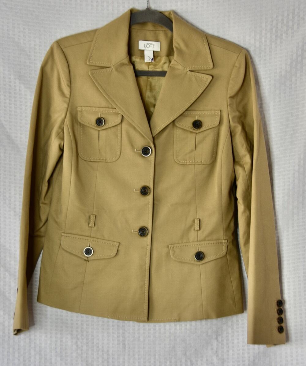 ANN TAYLOR LOFT Designer Khaki Equestrian Blazer Jacket Size 8 NEW!!!